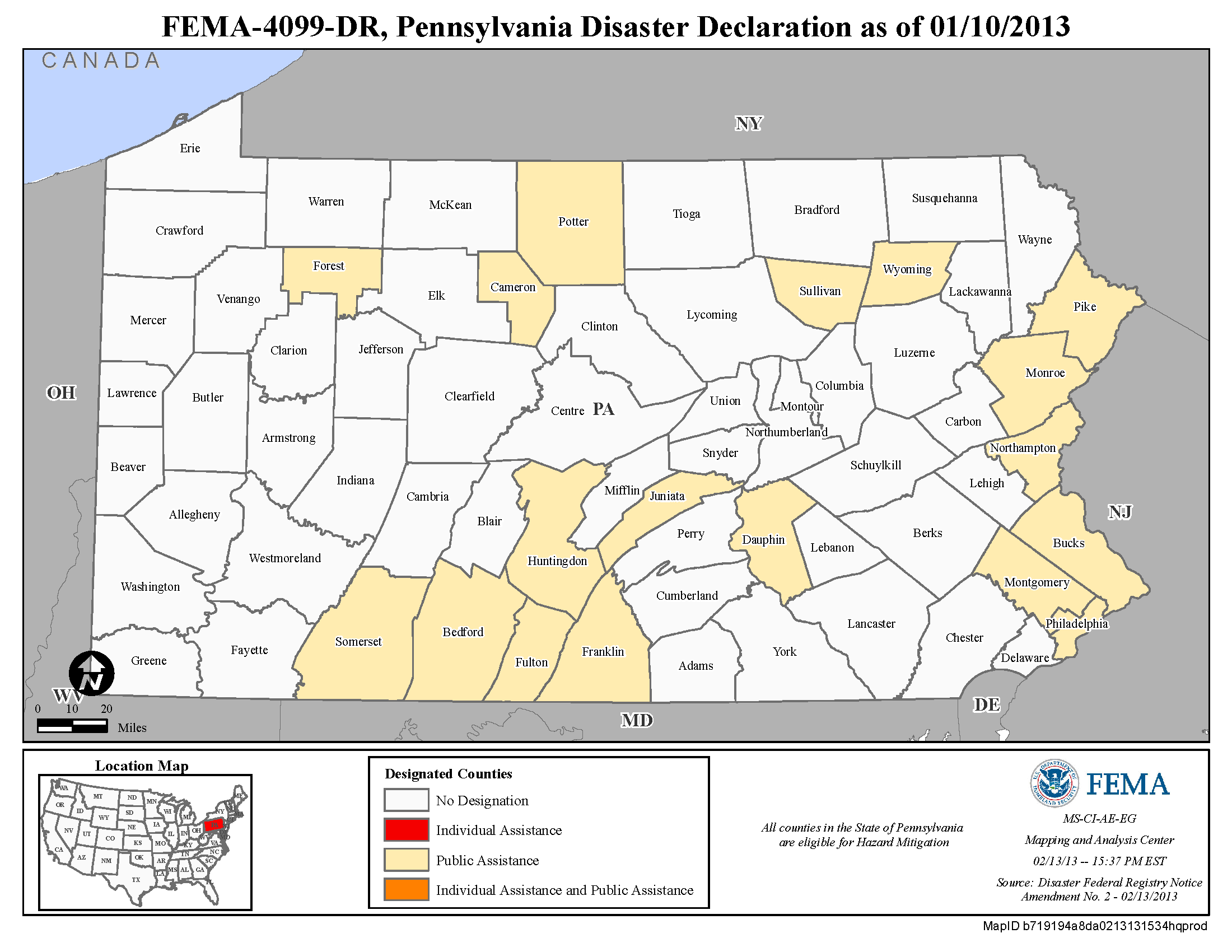 Hurricane Sandy counties FEMA map.png