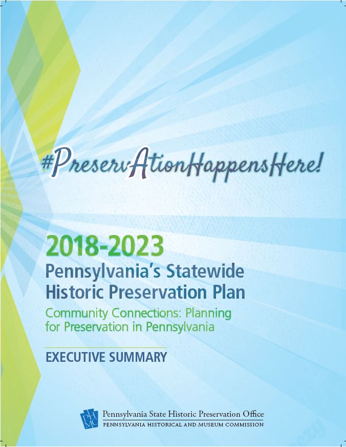 Cover of the 2018-2023 statewide historic preservation plan with title and author